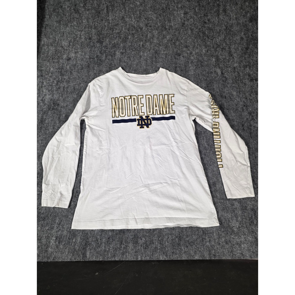 Notre Dame Shirt Mens L White Long Sleeve Fighting Irish Football Fanatics